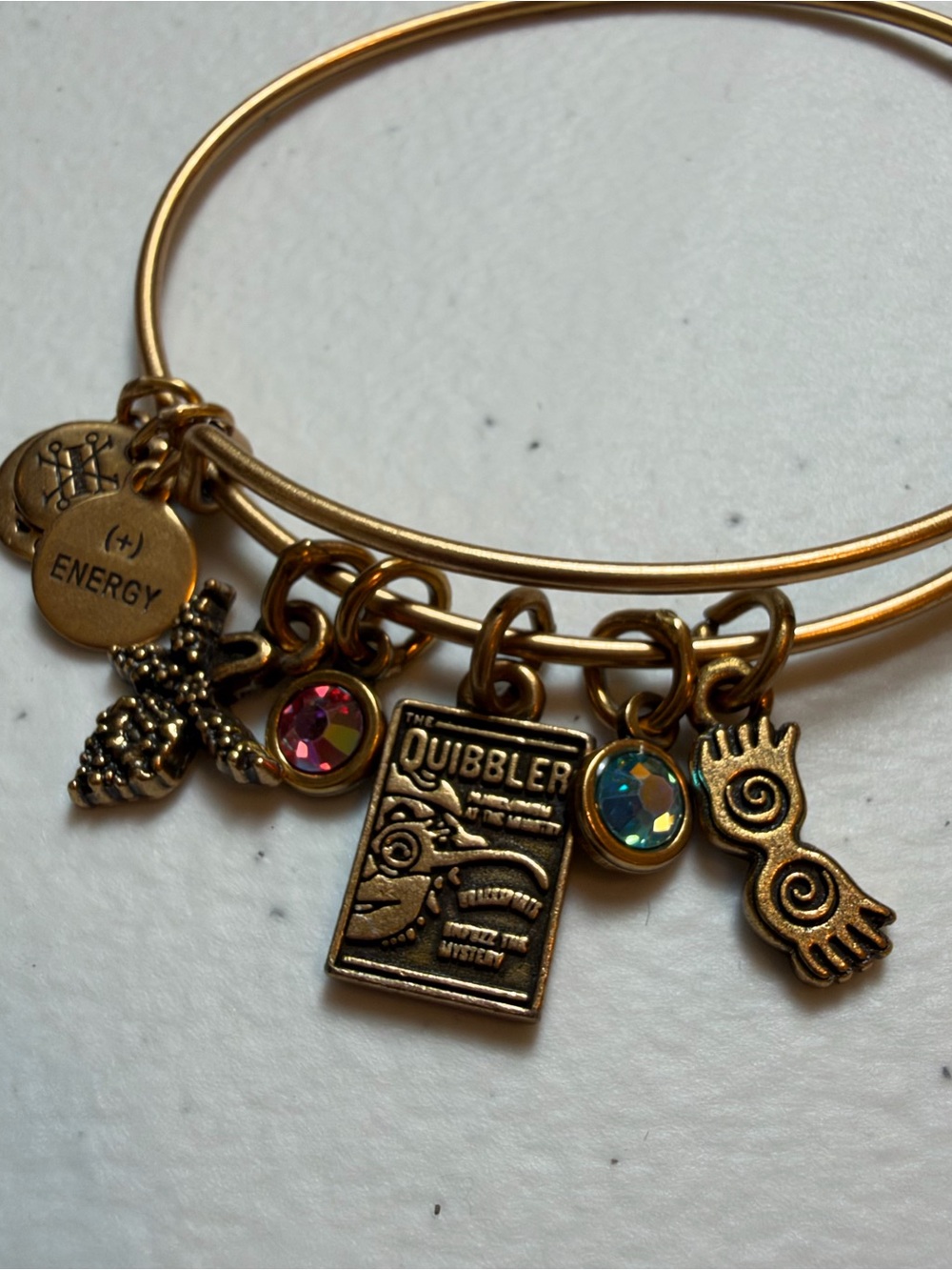 Alex and Ani Harry Potter Luna Lovegood Multi-Charm Bangle Gold Bangle - Picture 5 of 5